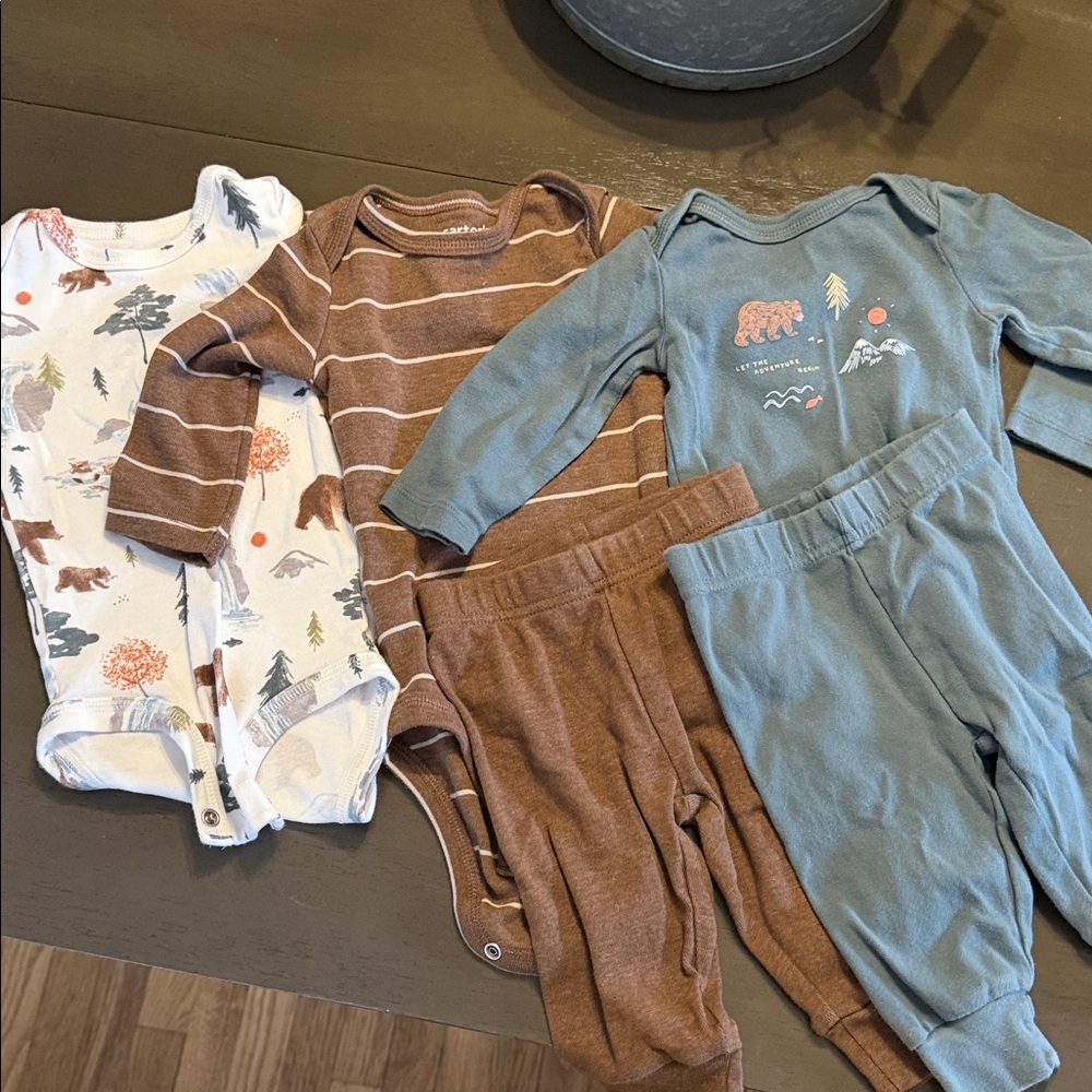 Carter's Brown and Blue Bodysuit Set